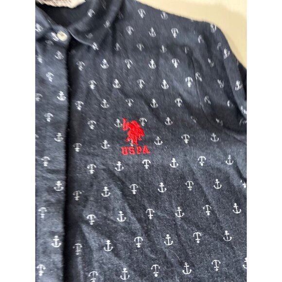 U.S. Polo Assn  Dress Womens Navy Shirt Anchor Pattern Logo Embroidery size S - Picture 6 of 8